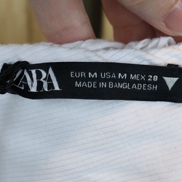 Zara White Eyelet Ruffle Collar Bodycon Mini Dress NWOT - Picture 6 of 9